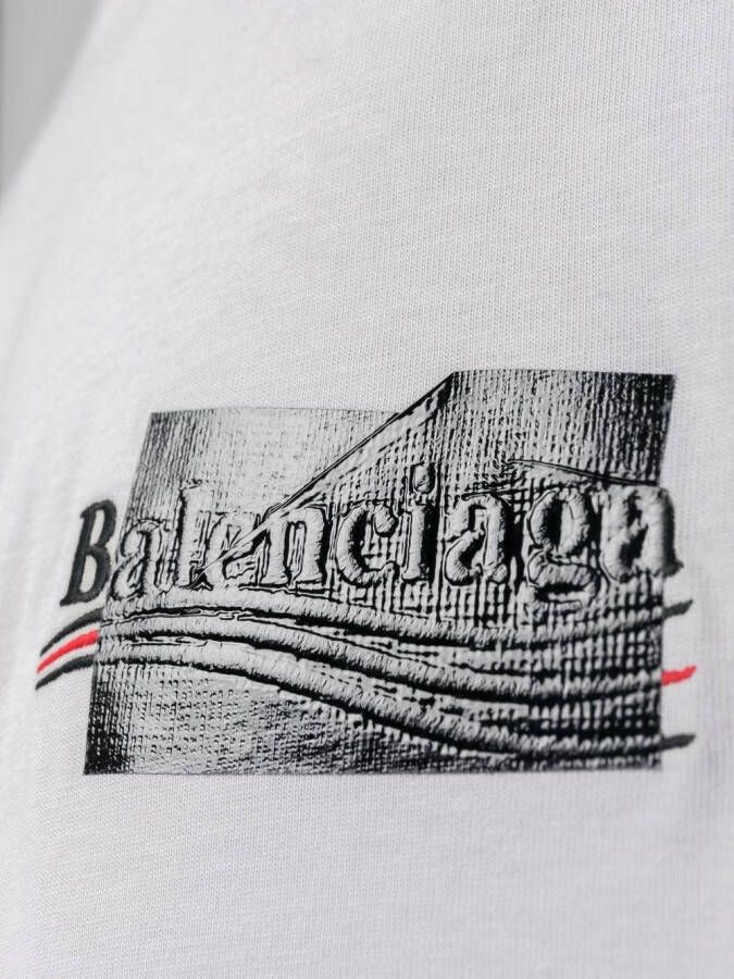 Balenciaga T-shirt met geborduurd logo Groen