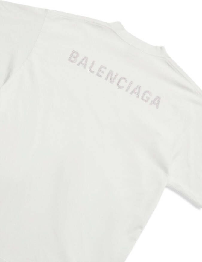 Balenciaga T-shirt met geborduurd logo Wit