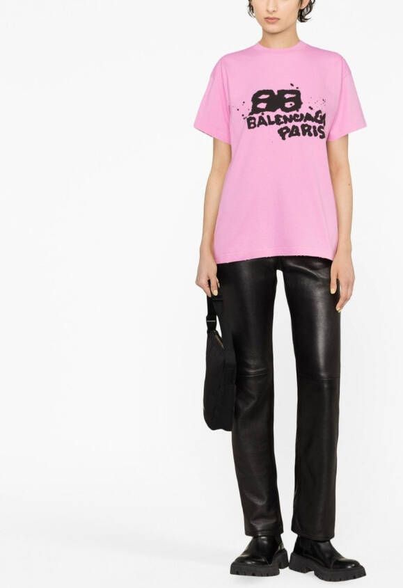 Balenciaga T-shirt met logoprint Roze
