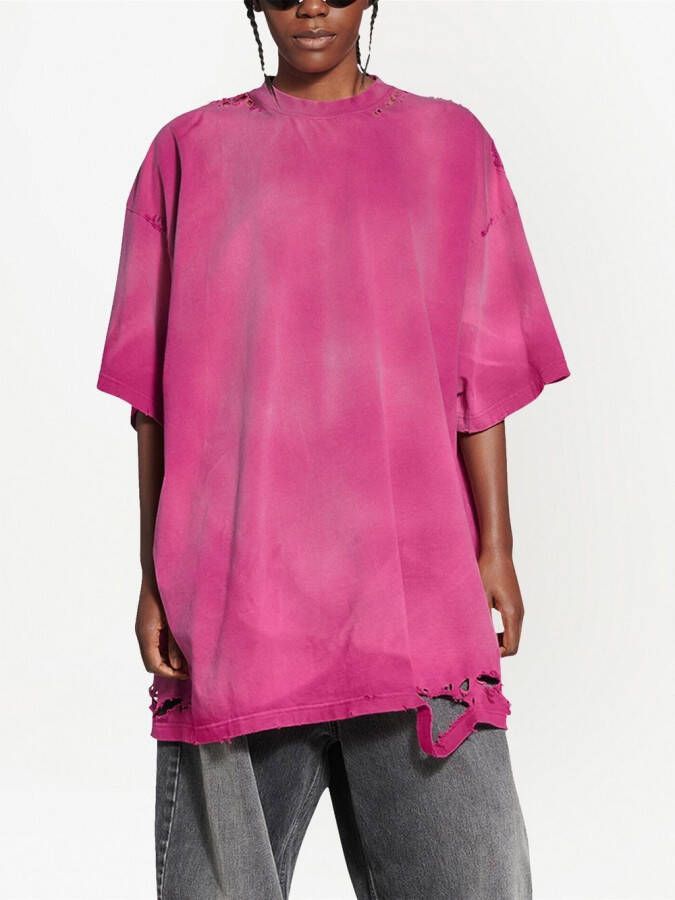 Balenciaga T-shirt met tie-dye print Roze