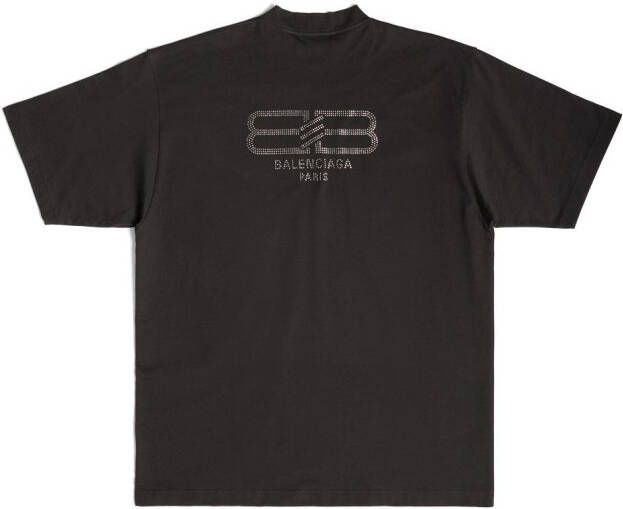 Balenciaga BB Paris T-shirt verfraaid met stras Zwart