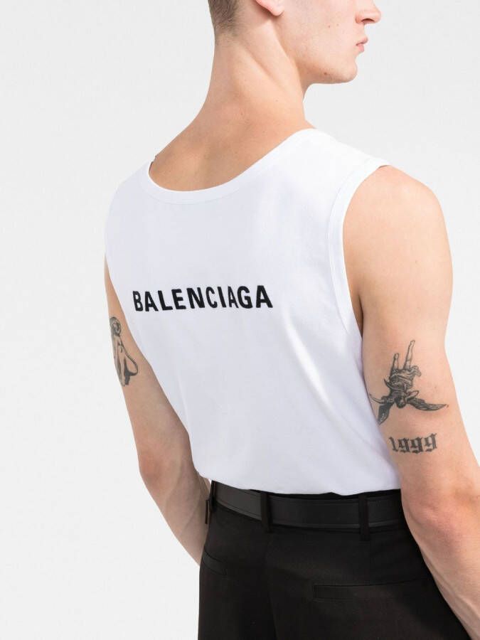 Balenciaga Tanktop met geborduurd logo Wit
