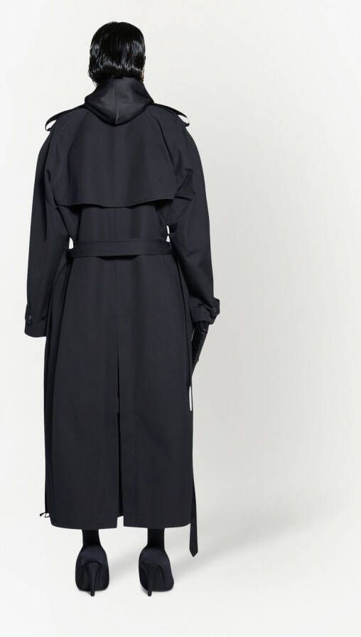 Balenciaga Trenchcoat met dubbele rij knopen Zwart