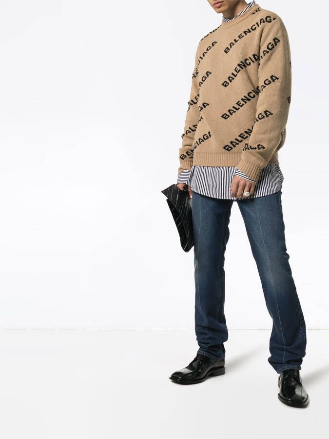 Balenciaga Trui met logo Bruin