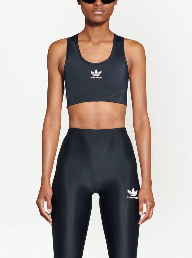 Balenciaga x Adidas sport-bh met geborduurd logo Zwart