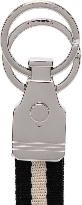 Bally Gestreepte sleutelhanger Zwart