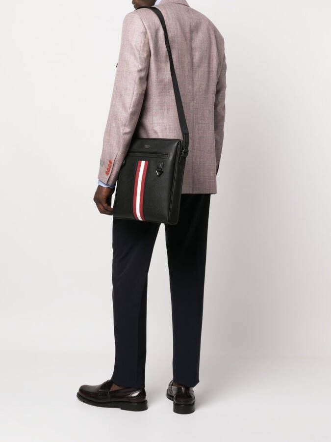 Bally Leren messengertas Zwart