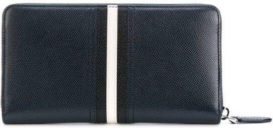 Bally striped zip around wallet Blauw