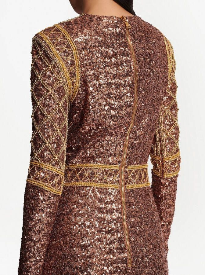 Balmain all-over embroidered short dress Goud