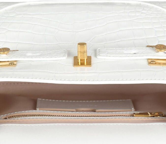 Balmain B-Buzz schoudertas met krokodillenleer-reliëf Wit