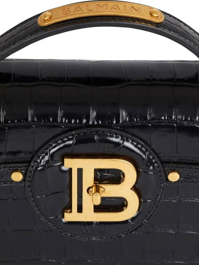Balmain Bbuzz Dynastie tas met krokodillen-reliëf Zwart