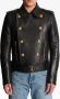 Balmain Double-breasted buttoned leather biker jacket Zwart Heren - Thumbnail 5