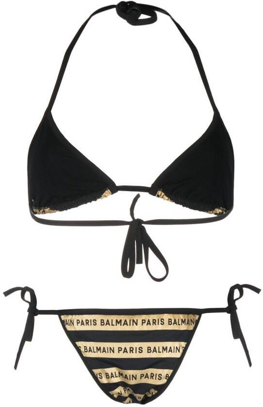 Balmain Bikini met logoprint Zwart