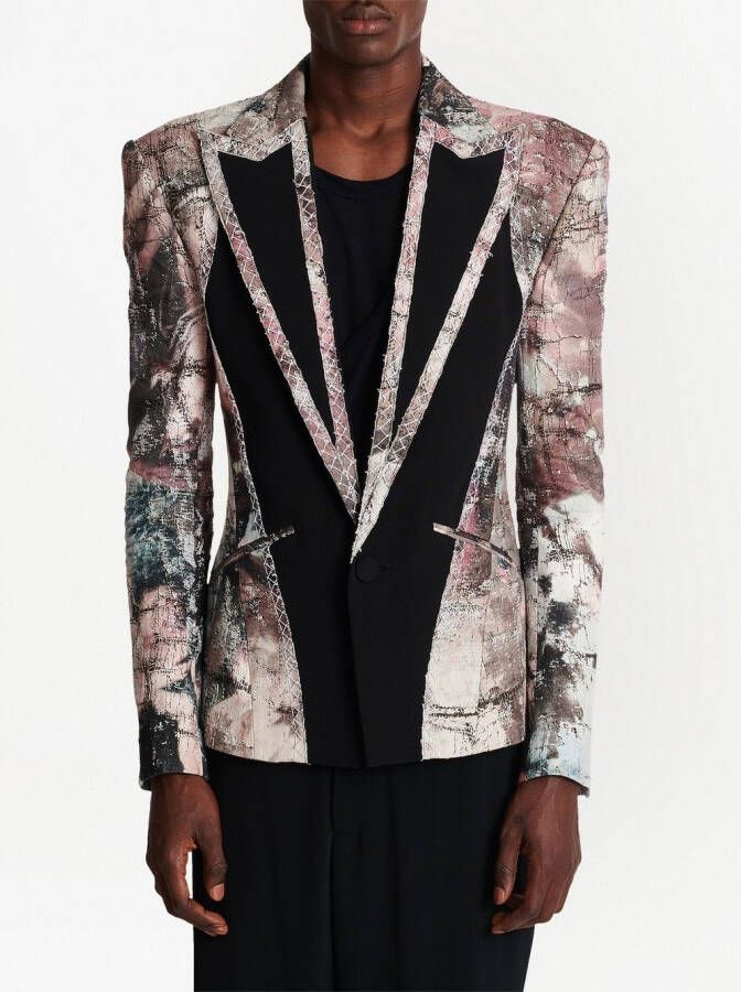 Balmain Blazer met abstracte print Zwart