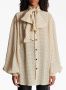 Balmain Geometrisch Print Zijden Blouse met Strik Beige Dames - Thumbnail 5