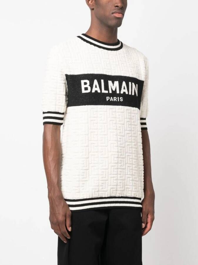 Balmain Intarsia T-shirt Zwart