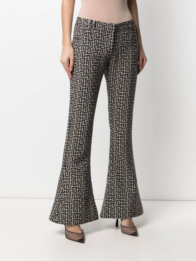 Balmain Broek met jacquard logo Zwart