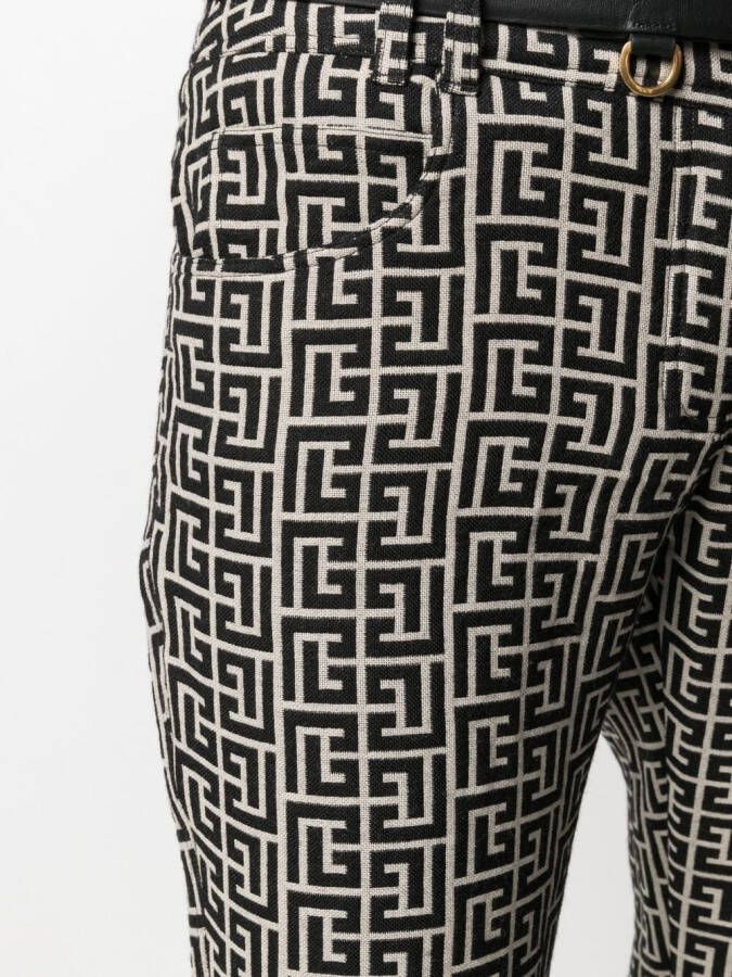 Balmain Broek met jacquard logo Zwart