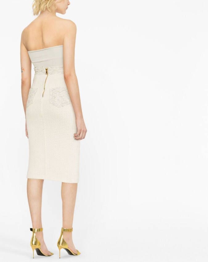 Balmain Tweed kokerrok Beige