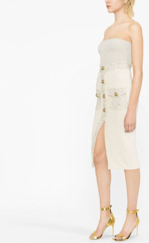 Balmain Tweed kokerrok Beige