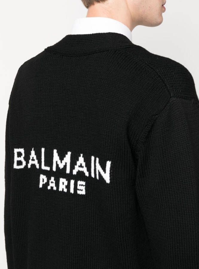Balmain Vest met intarsia logo Zwart