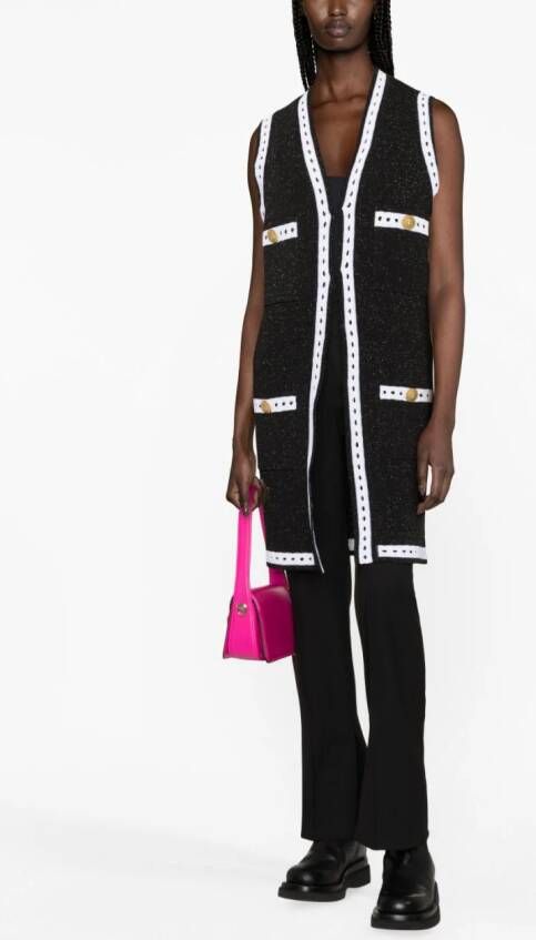 Balmain Contrasterendste Vest met V-hals Zwart