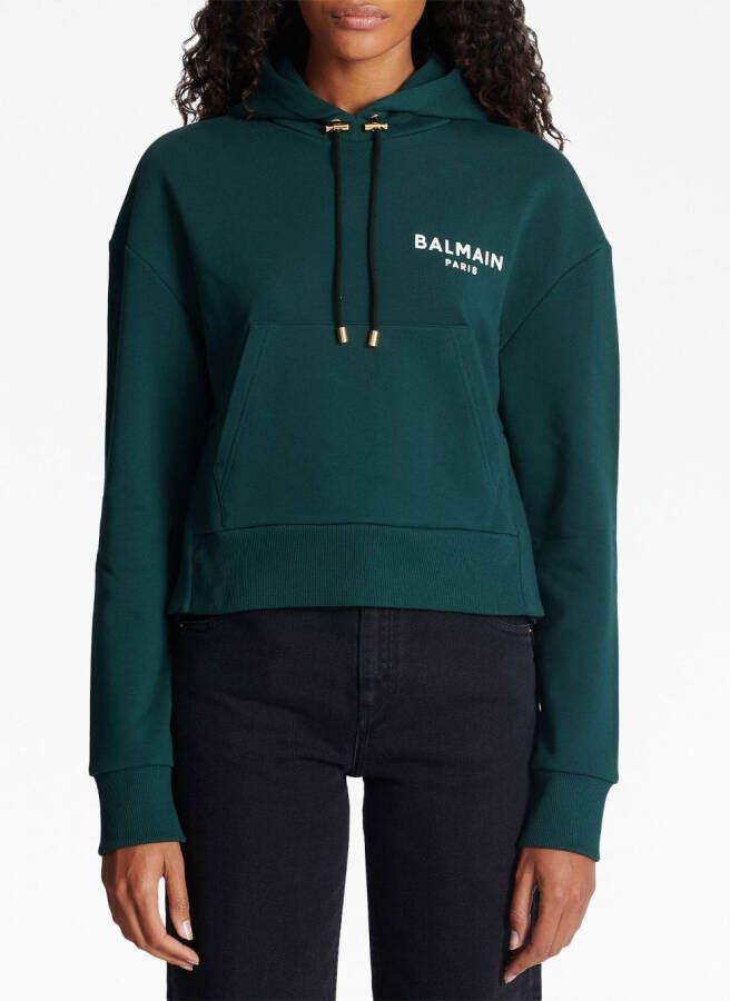 Balmain Cropped hoodie Groen