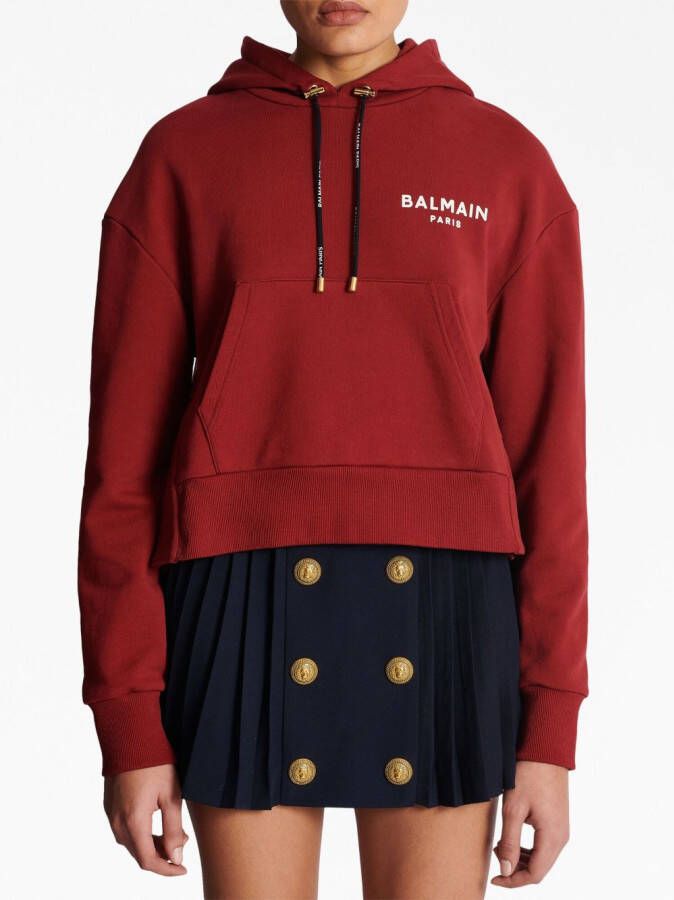 Balmain Cropped hoodie Rood