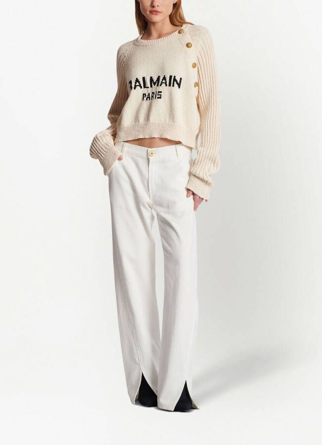 Balmain Cropped pullover Beige