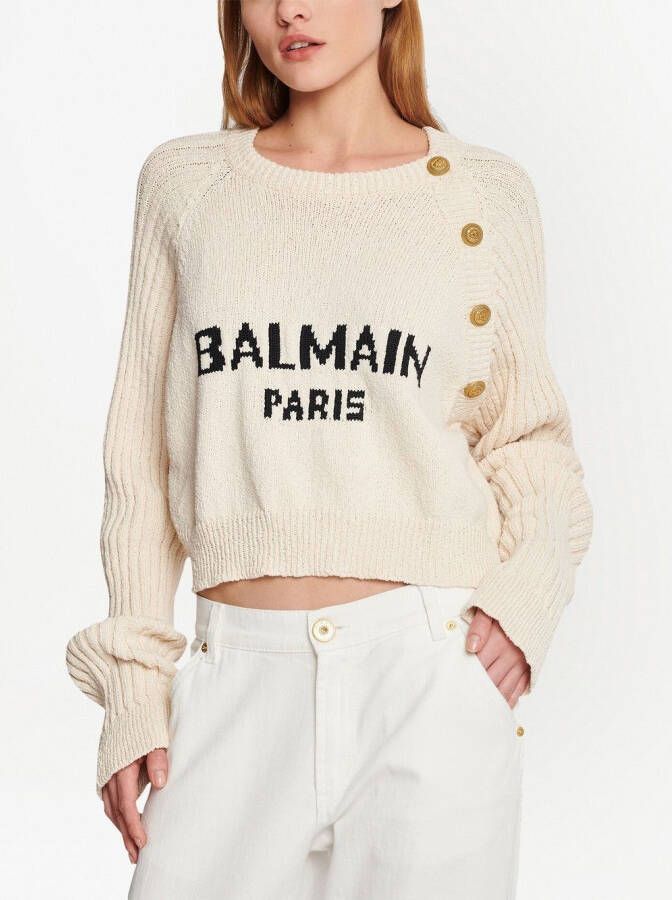 Balmain Cropped pullover Beige