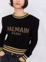 Balmain Cropped wool sweatshirt with gold logo Zwart Dames - Thumbnail 7
