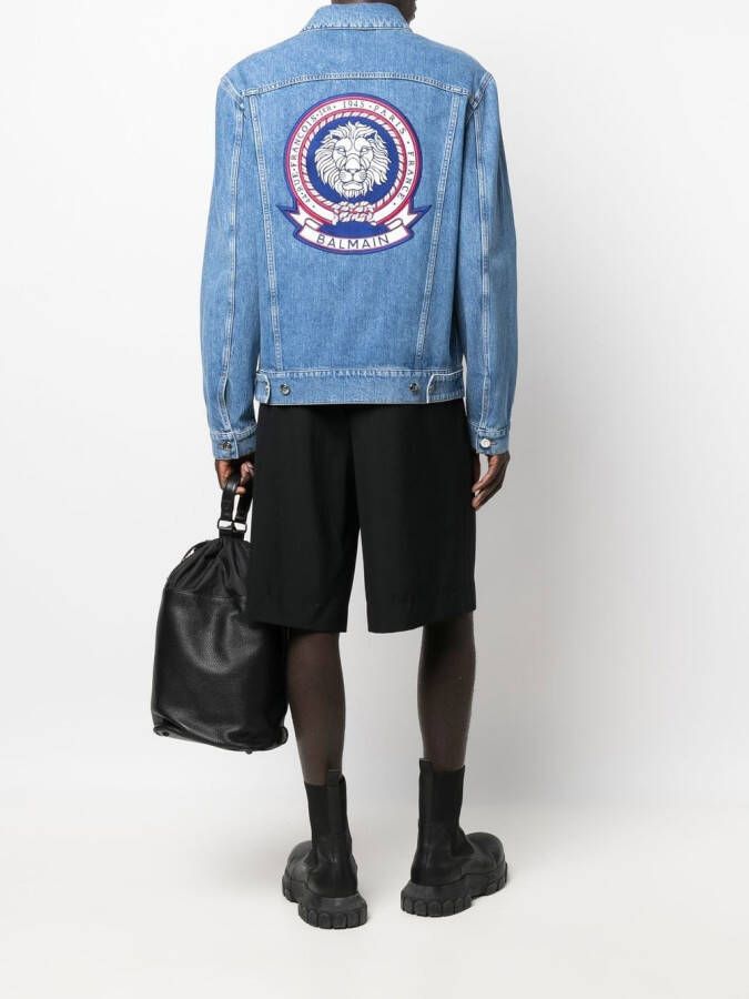 Balmain Denim jack Blauw