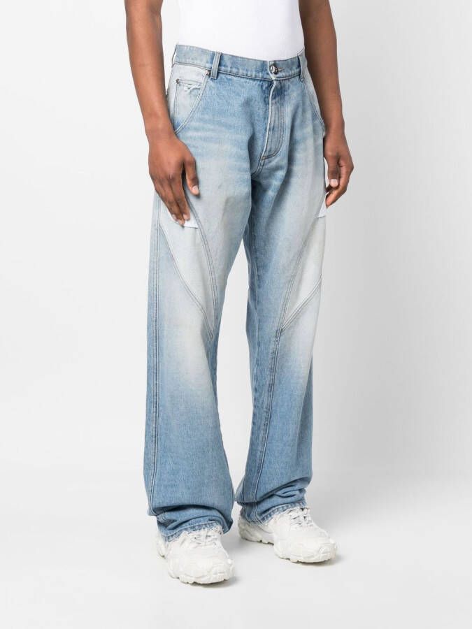 Balmain exposed-pocket cotton jeans Blauw