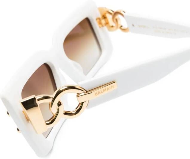 Balmain Eyewear Zonnebril met rechthoekig montuur Wit