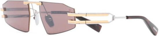 Balmain Eyewear Zonnebril met rechthoekig montuur Goud
