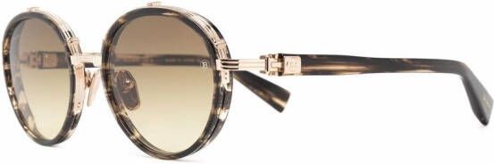 Balmain Eyewear Zonnebril met schildpadschild design Bruin