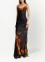 Balmain Lange satijnen jurk met print Fire Orange Dames - Thumbnail 2