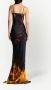 Balmain Lange satijnen jurk met print Fire Orange Dames - Thumbnail 3