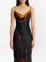 Balmain Lange satijnen jurk met print Fire Orange Dames - Thumbnail 4
