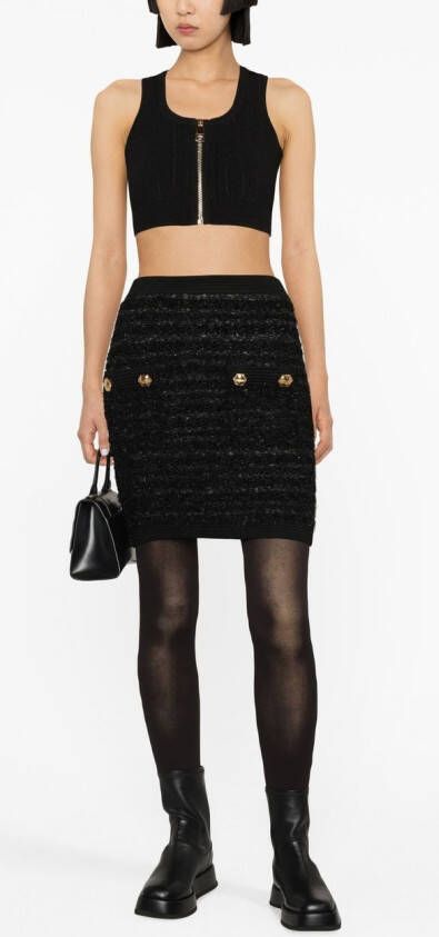 Balmain Tweed mini-rok Zwart