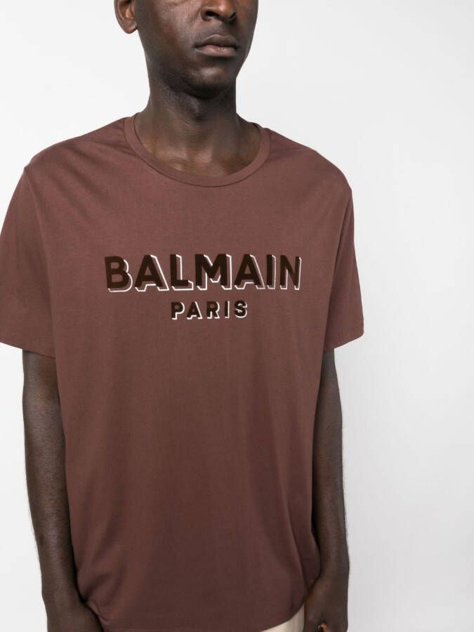 Balmain T-shirt met logo Bruin