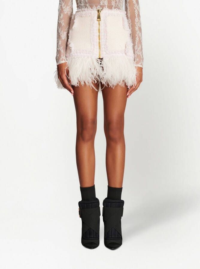 Balmain Gebreide mini-rok Wit