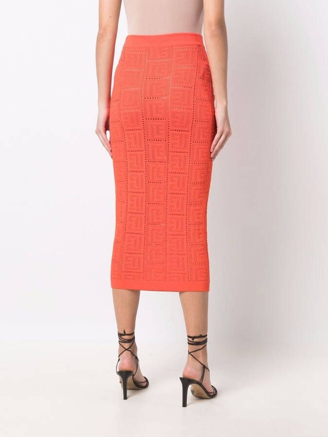 Balmain Geperforeerde rok Oranje