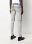 Balmain Slim fit gescheurde katoenen jeans met panelen van synthetisch leer. Grijs Heren - Thumbnail 5