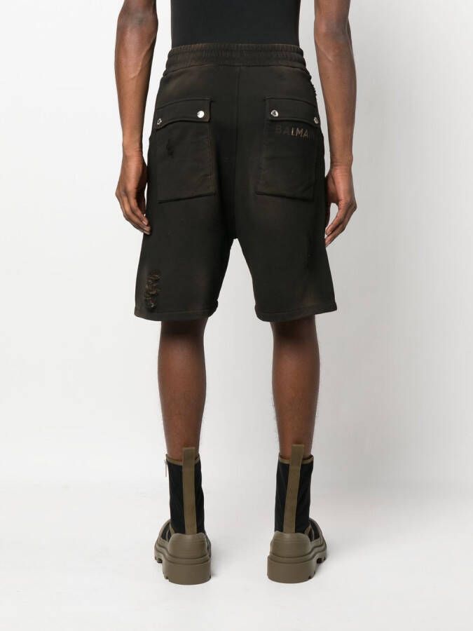 Balmain Gerafelde shorts Zwart