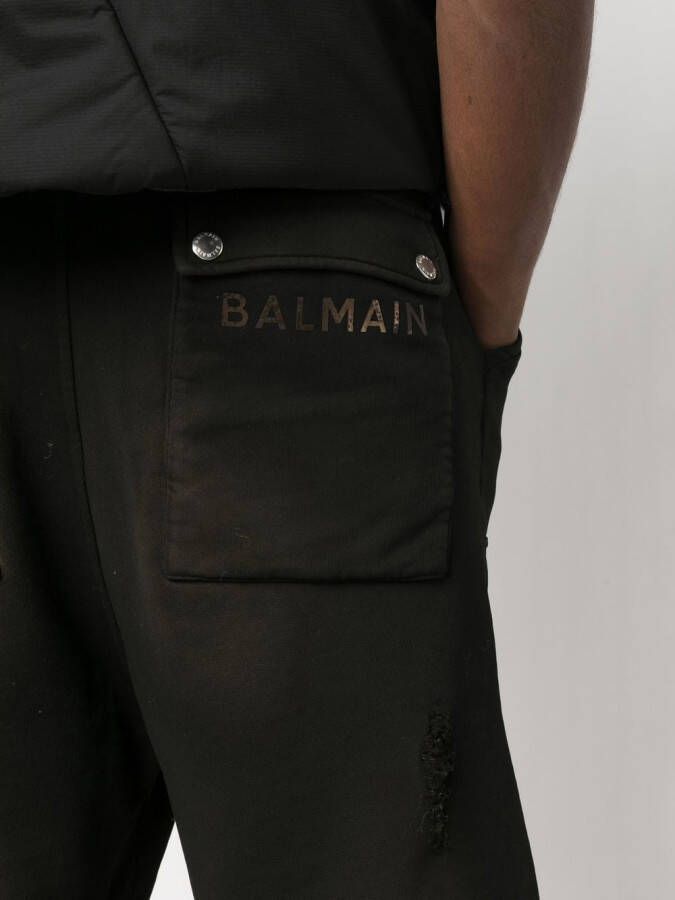 Balmain Gerafelde shorts Zwart