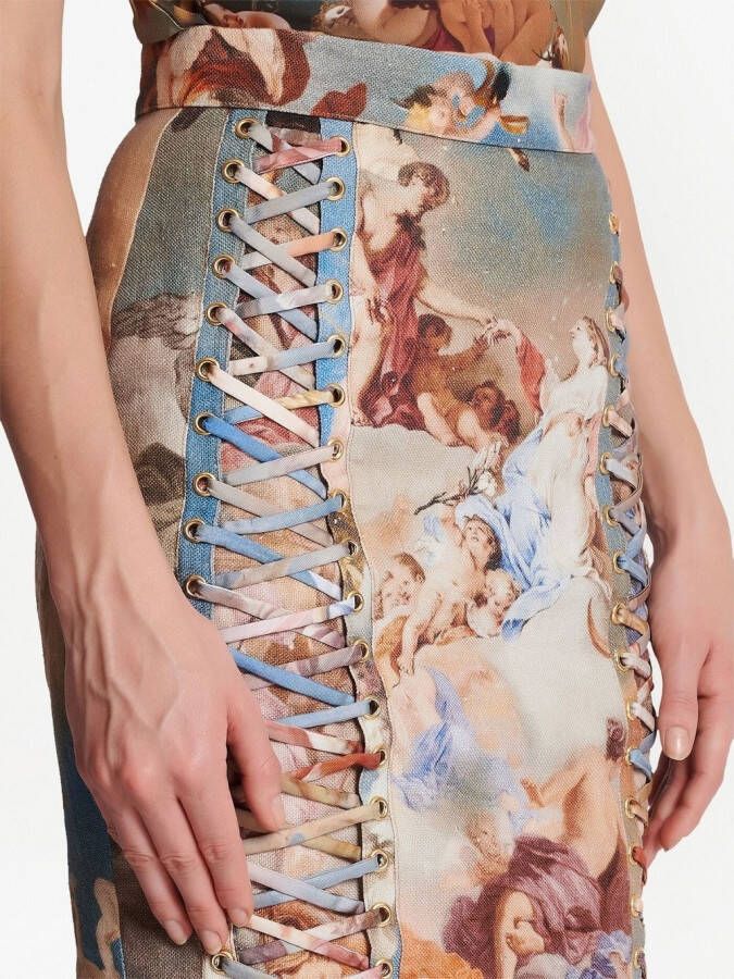 Balmain Rok met bladerprint Veelkleurig
