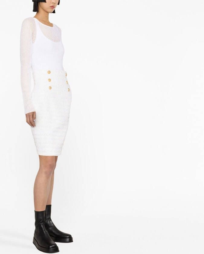 Balmain Tweed kokerrok Wit