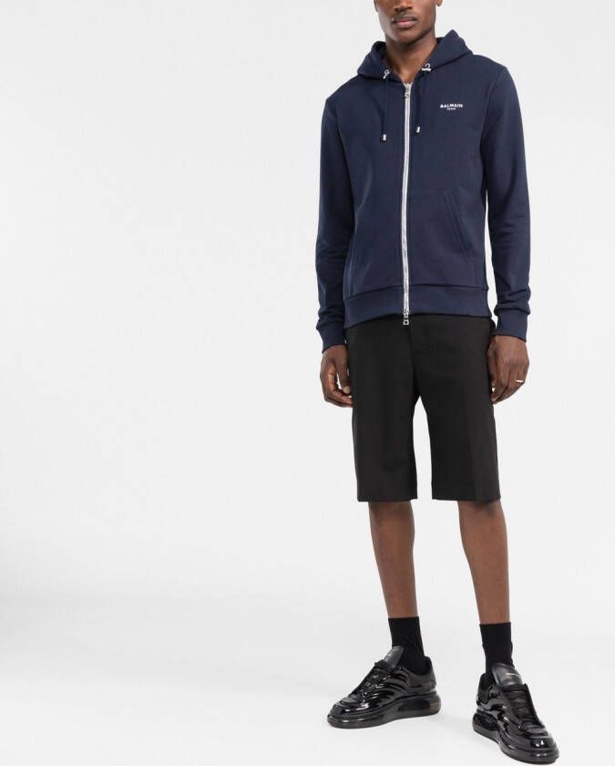 Balmain Hoodie met logo Blauw