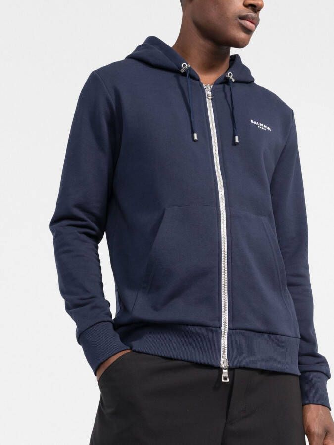 Balmain Hoodie met logo Blauw
